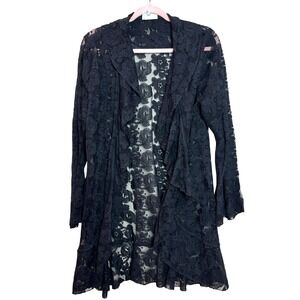 Sheer Black Lace‎ Duster Whimsigoth Waterfall Cardigan S/M Witchy Goth Romantic
